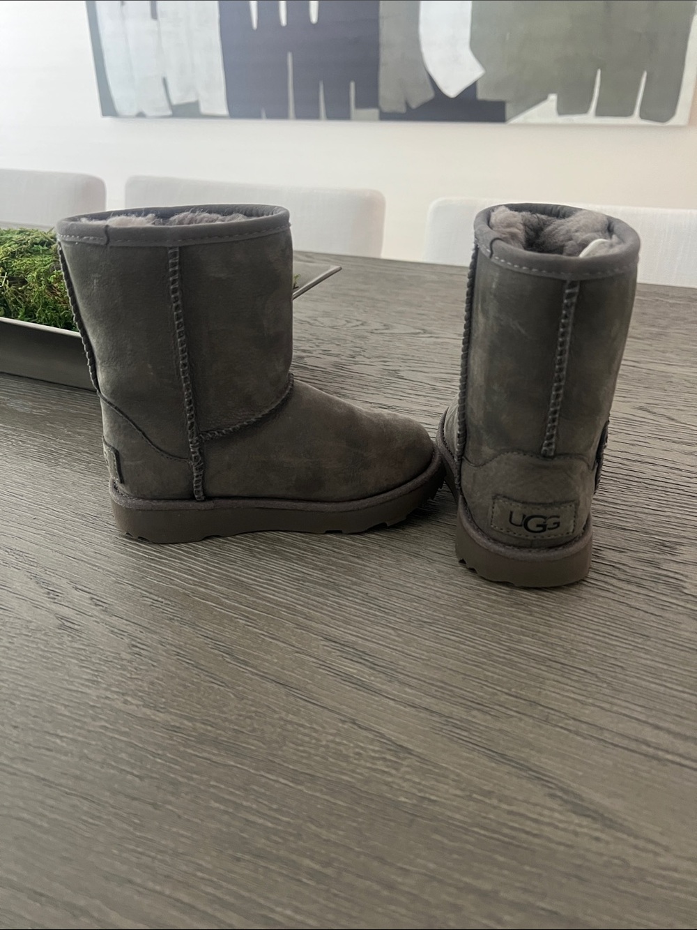 UGG Kids Short Sheepskin Boot - Charcoal Gray